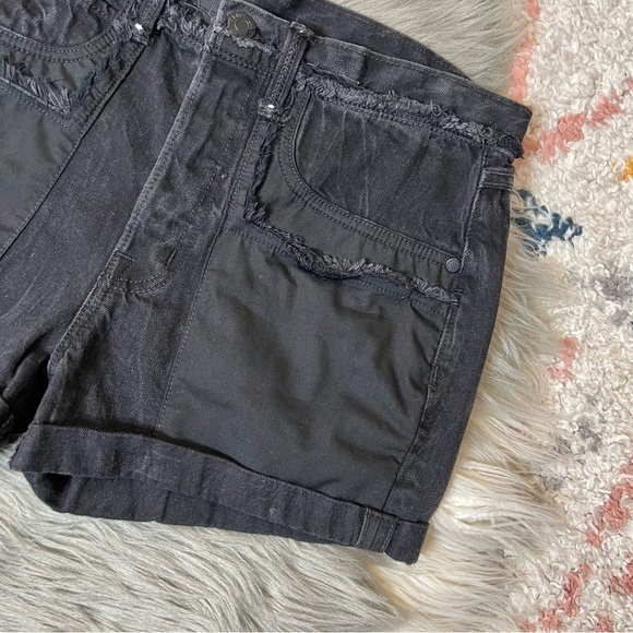 Helmut Lang Black Vain High Rise Rolled Boyfriend Women’s Denim Shorts Sz 26 - Picture 5 of 10